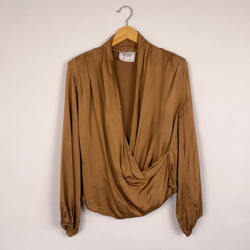 Brand Bazar Surplice Blouse Gold